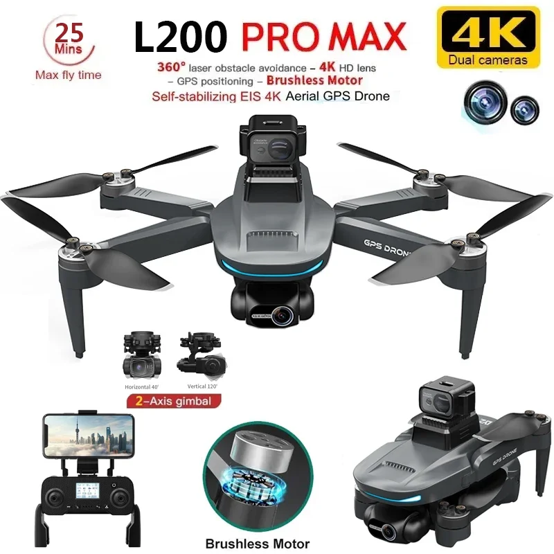 L200 PRO MAX Drone 4K 2-Axis P - Drone Gimbal Brushless recension och pris