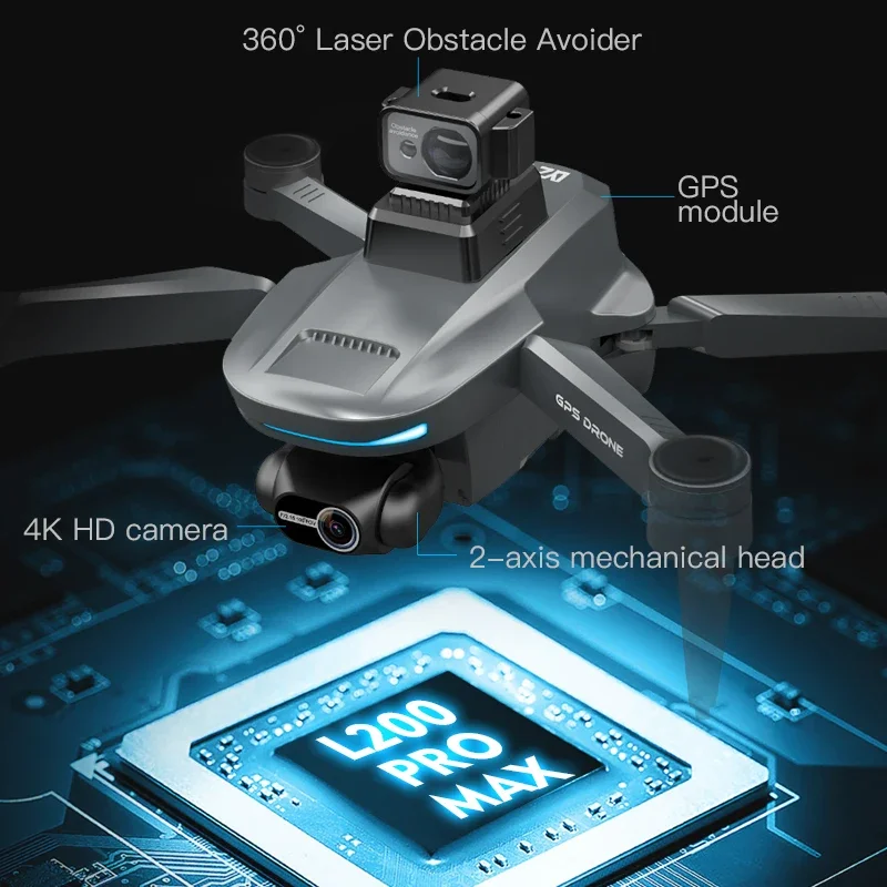 L200 PRO MAX Drone 4K 2-Axis P - Drone Gimbal Brushless recension och pris