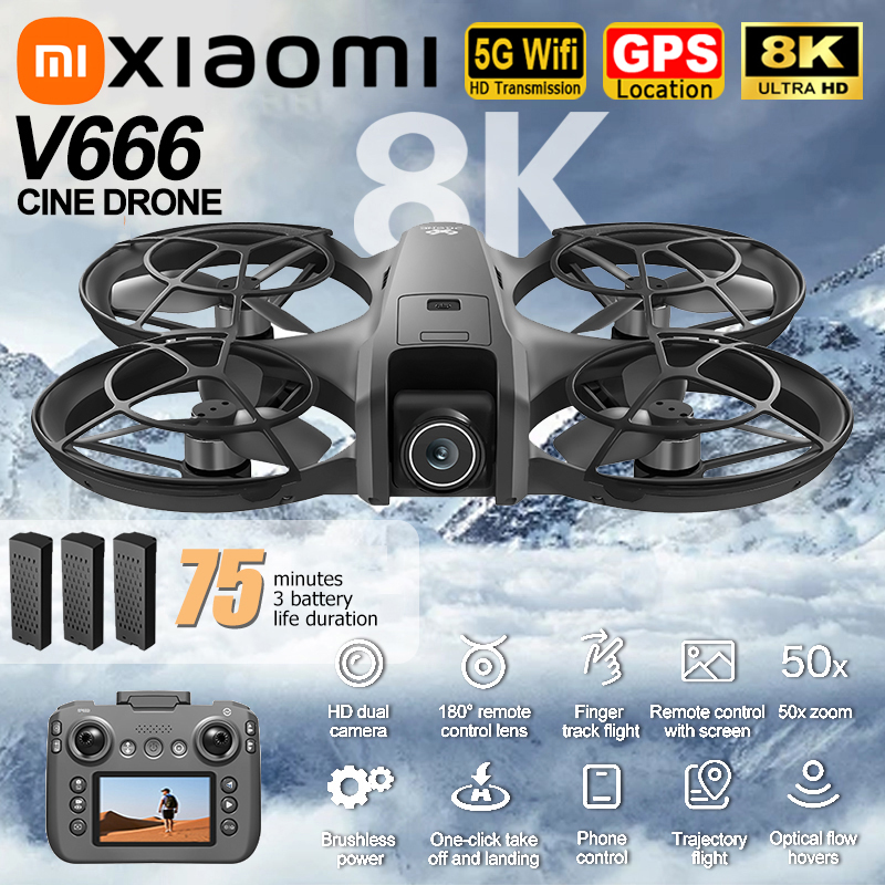 Xiaomi V666 Drone 8K Aerial HD - Drone Gimbal 3 Axis recension och pris